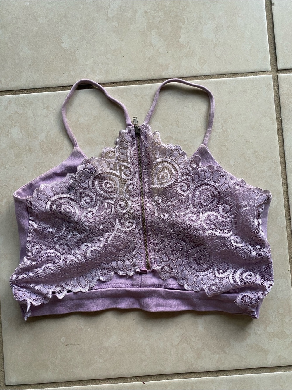 Lavender Lace-Trim Crop Bralette - Picture 2 of 2